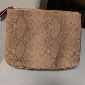 New tan peach grey snake make up bag